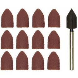 Kapturki szlifierskie 9x13 Proxxon gr 80, 150 korund + trzpień [11 cz]